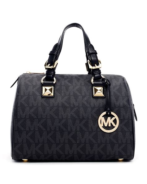 michael kors medium grayson logo satchel|Michael Kors leather satchel large.